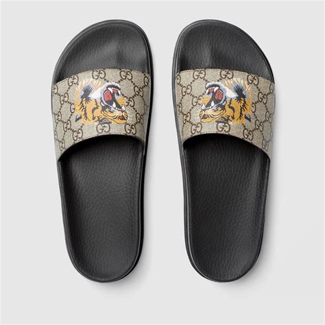 slip on gucci tiger|Gucci tiger slide sandals.